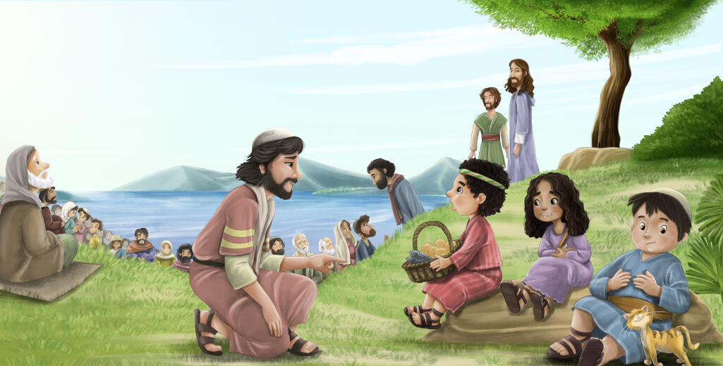 Jesus' disciples looking for food because the crowd is hungry.