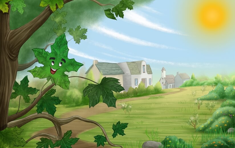 A cheerful green maple leaf basking in sunlight during springtime.