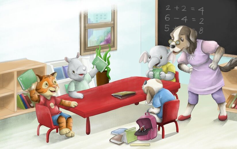 Henry the goat forgetting his math homework when the teacher calls for it.