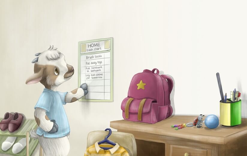 Henry the goat reviewing his to-do list before bed.