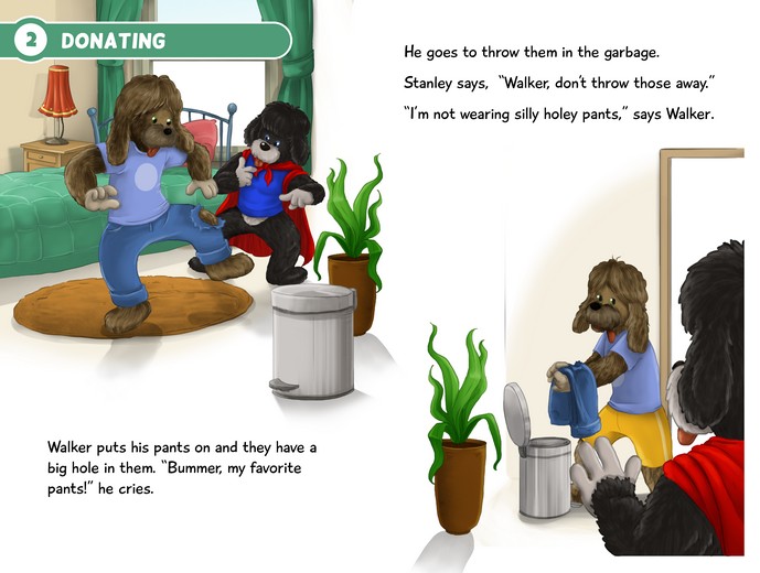 Stanley explaining the benefits of donating clothes for reuse.