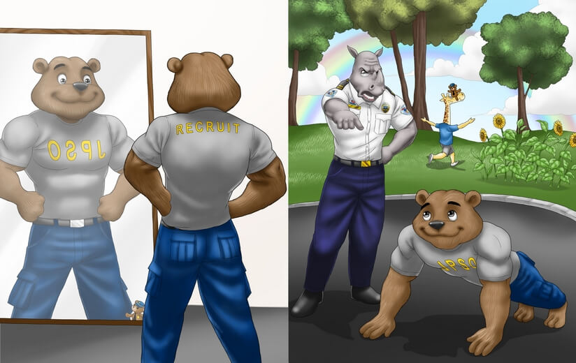 A bear cadet with a noticeably improved physique during final training.