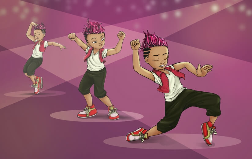 A girl giving her top performance in a dance competition.