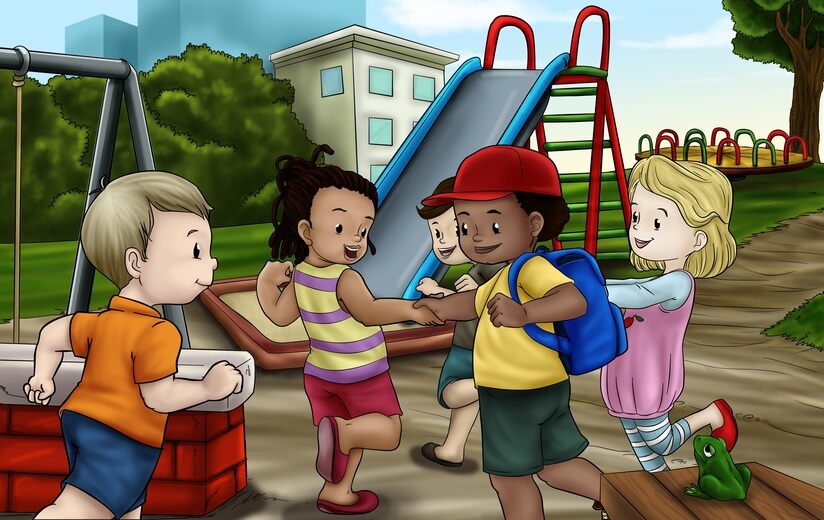 A boy realizing that playing with friends is better than playing alone.