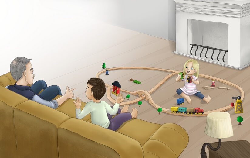 Grandpa teaching his grandchildren that people can have hidden allergies.