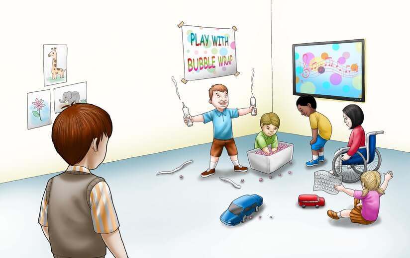 A boy feeling left out and unable to fit in with his new classmates.