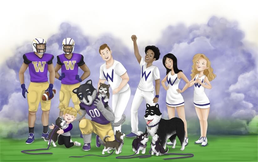 Puppies disrupting a player callout before a football game.