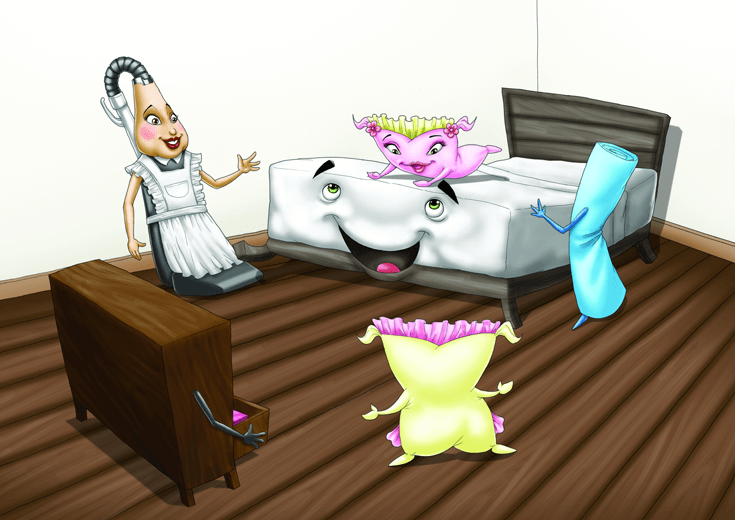 Bedroom objects chatting before bedtime.