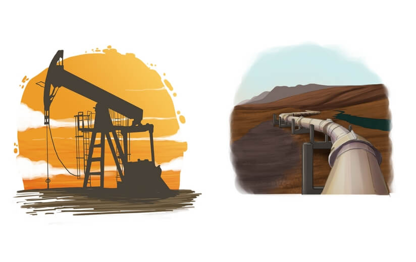 Odessa oil rig and pipes.