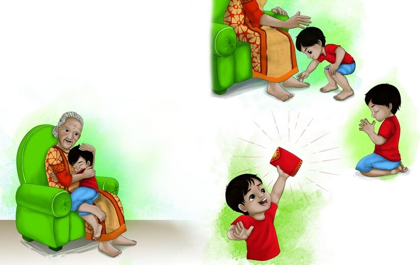 A boy learning about his Indian cultural heritage.