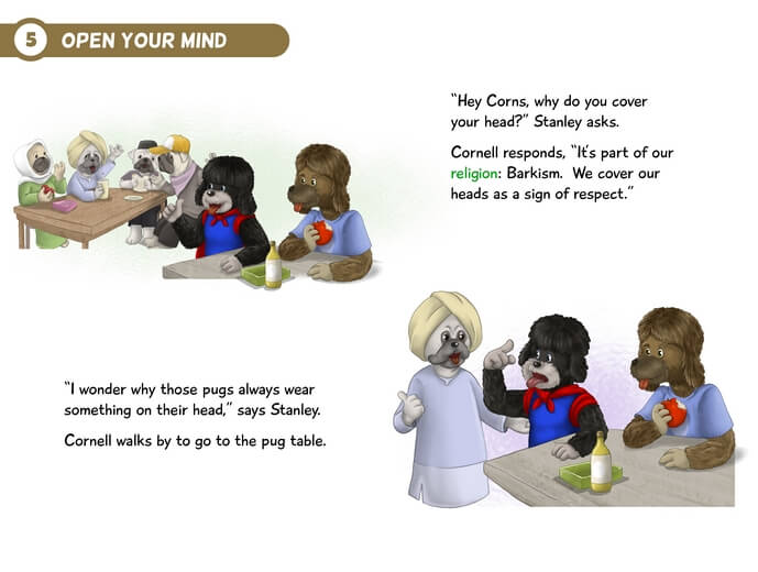 Dog students being taught to respect diverse religious beliefs.