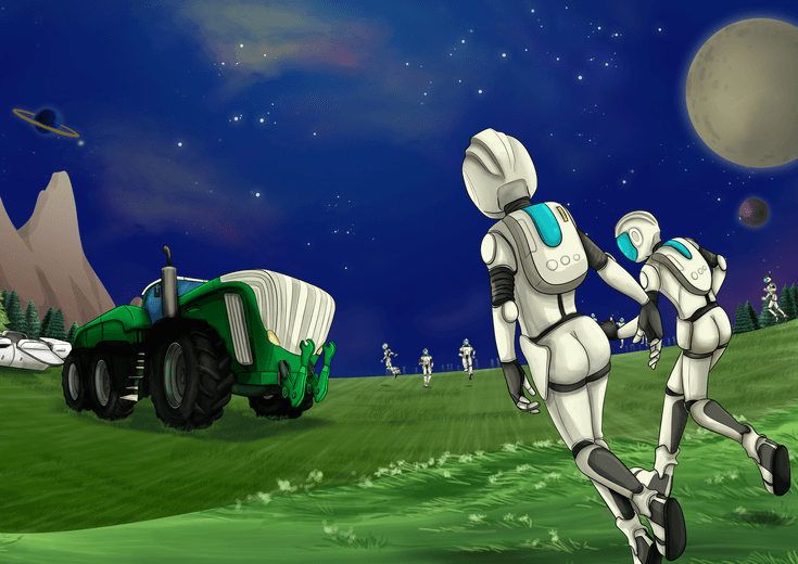 Rex the tractor on an alien planet.