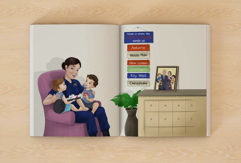 A double-page spread from My Mom Is a Cutterman, showing the final print layout with left and right pages combined.