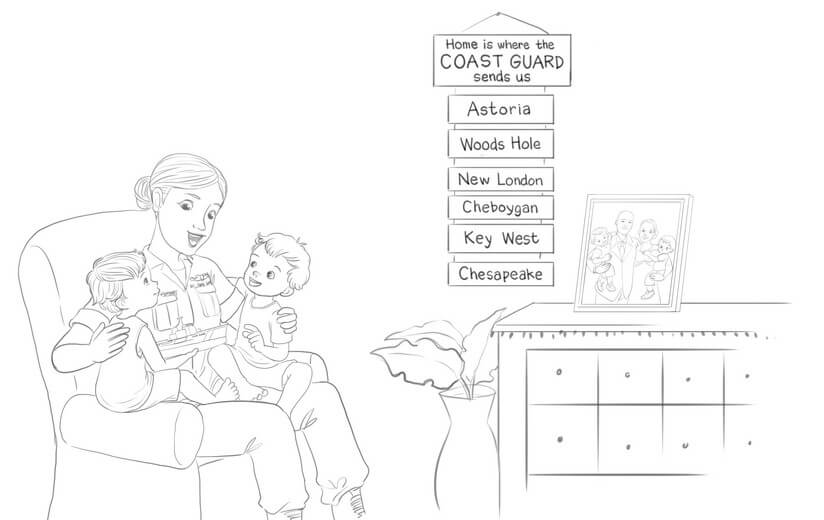 Final line art for the same spread, incorporating the author's feedback and ready to move to color.