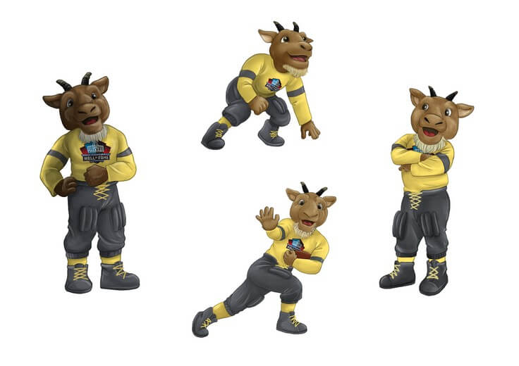 Goldy the Goat in various poses, created as a reference to maintain consistency across all spreads of the book.