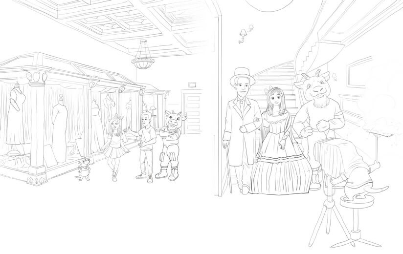 Final line art incorporating the author’s feedback before proceeding to the coloring phase.