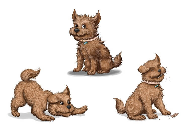 Character sheet of Hank in various poses, clearly defining his body proportions as an essential reference for illustrating the spreads.