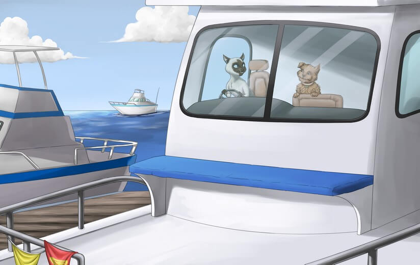 At the author’s request, another ship was added before the coloring phase to show that Pearl was a responsible captain and that the training took place while the boat was safely moored at the dock.