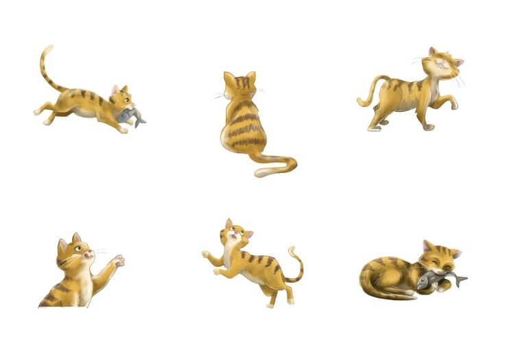 Although unnamed, James’ cat appears in nearly every spread, making its character sheet just as important as the main protagonist’s.
