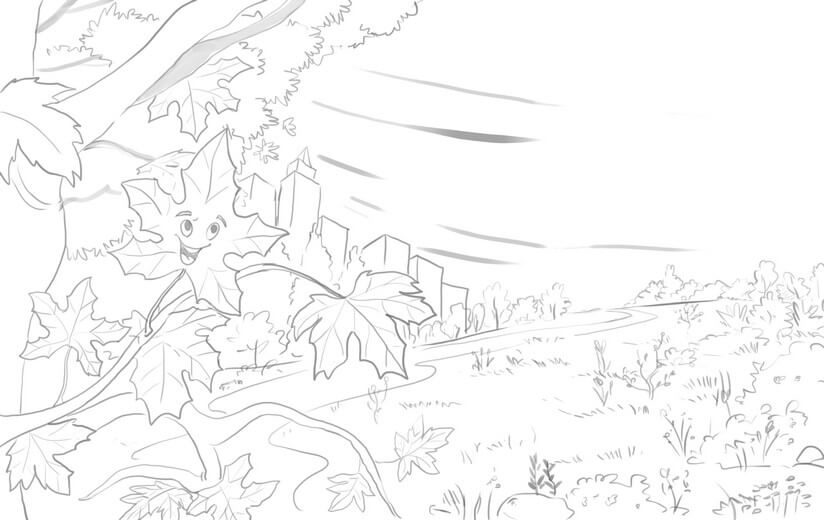 Rough sketch of the book’s opening spread, created to enhance and support the author’s manuscript.