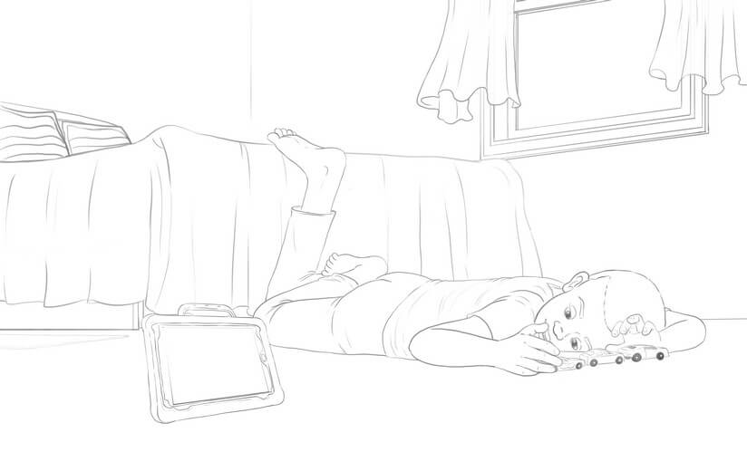 With all details captured in the scene, this final line art was approved for the coloring phase.