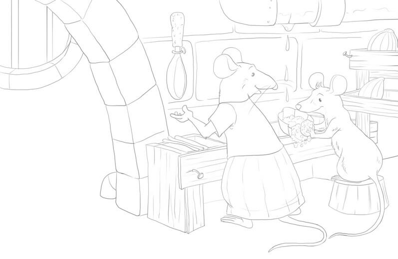 Final line art locks in that repurposed-item home design once the author approved the unconventional approach, even though those details were not specified in the manuscript.