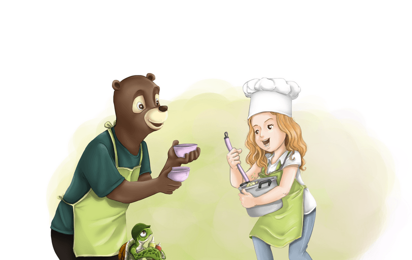 Final colored spread completed to the author-approved palette, ready for layout and print.