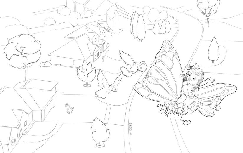 Clean line art incorporating the author's feedback, submitted for a second approval before color begins.