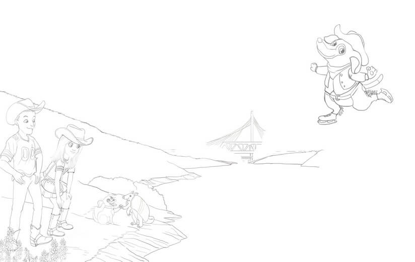 Clean line art incorporating the author's feedback, submitted for a second approval before color begins.