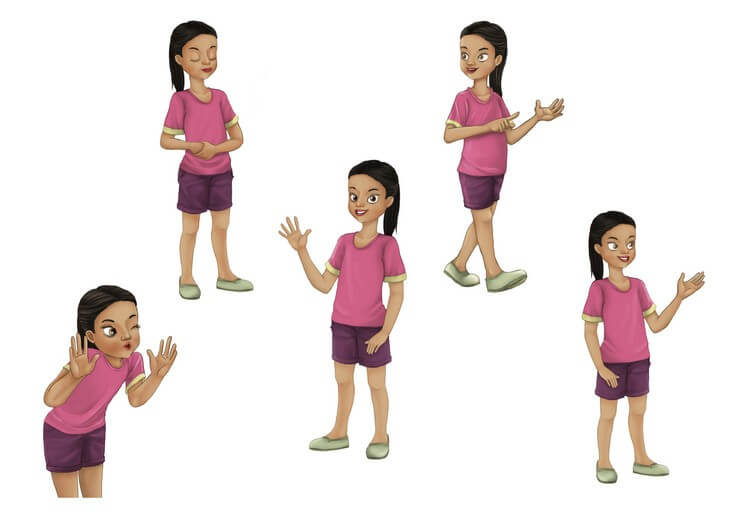 The character sheet works out Pilar's proportions and expression range, keeping her a steady, consistent presence alongside Freddie across Chicago's landmarks.