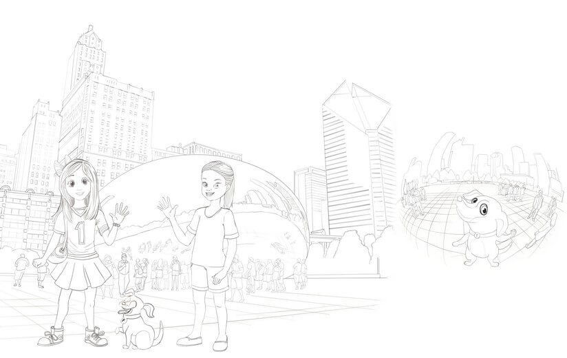 Clean line art incorporating the author's feedback, submitted for a second approval before color begins.
