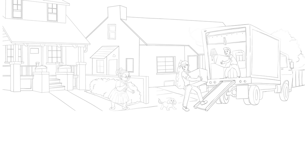 Clean line art incorporating the author's feedback on character positioning and scene details, submitted for a second approval before color begins.