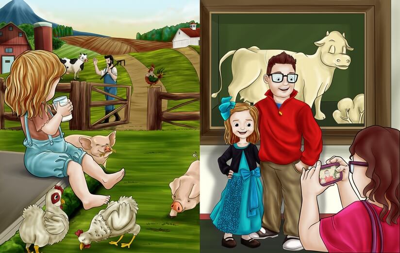 Final colored spread completed to the author-approved palette, ready for layout and print.