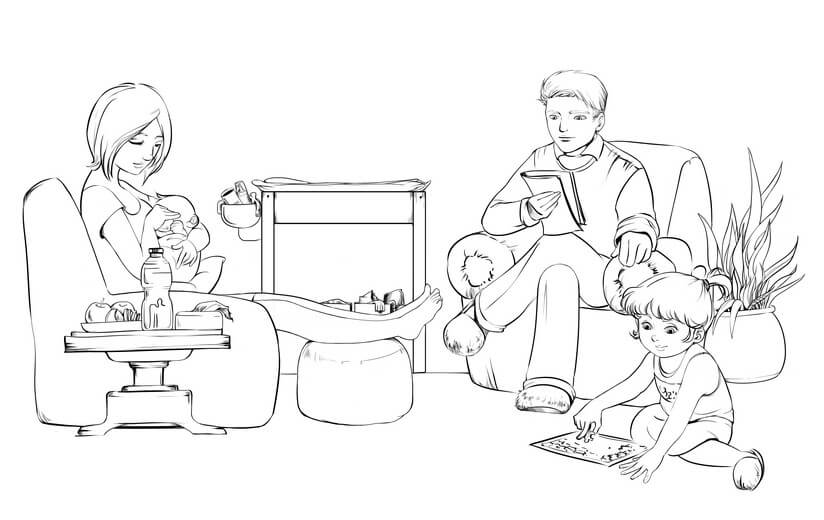 Clean line art incorporating the author's feedback, submitted for a second approval before color begins.