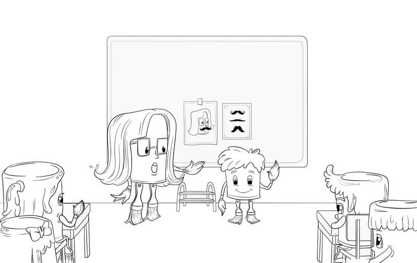 Clean line art incorporating the author's feedback, submitted for a second approval before color begins.