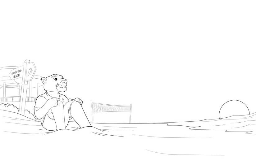 Clean line art incorporating the author's feedback, submitted for a second approval before color begins.