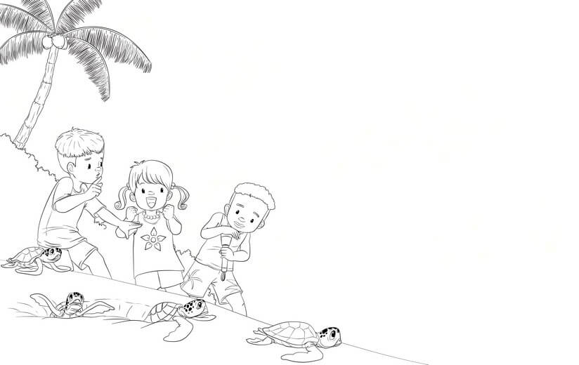 Clean line art incorporating the author's feedback, submitted for a second approval before color begins.