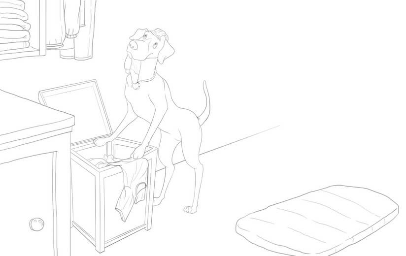 Clean line art incorporating the author's feedback, submitted for a second approval before color begins.